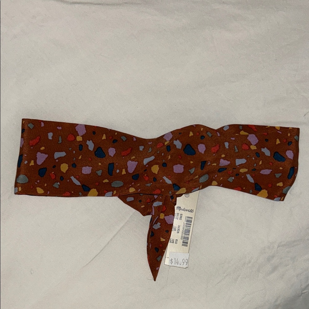 New Madewell silk headband/ point tail scarf
